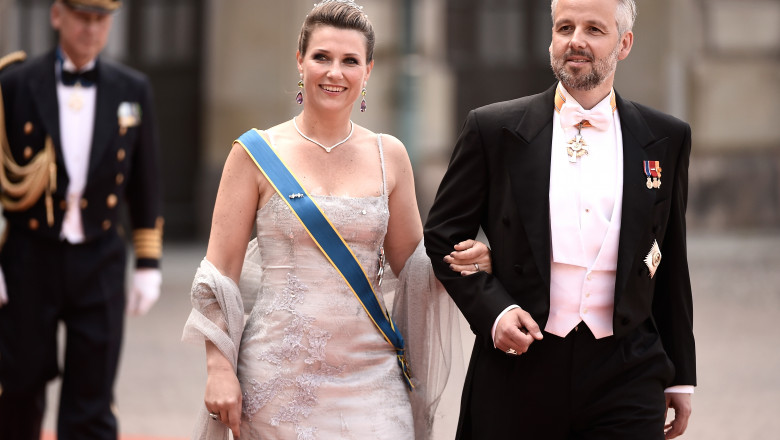 STOCKHOLM, SWEDEN - JUNE 13: Princess Maertha Louise of Norway and her husband Ari Behn attend the royal wedding of Prince Carl Philip of Sweden and Sofia Hellqvist at The Royal Palace on June 13, 2015 in Stockholm, Sweden. (Photo by Ian Gavan/Getty Images)