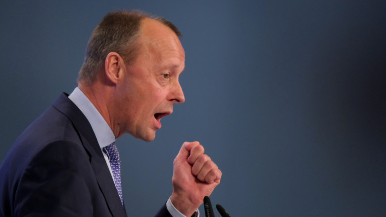 LEIPZIG, GERMANY - NOVEMBER 22: Friedrich Merz, politician of the German Christian Democrats (CDU), speaks at the 32nd federal congress of the German Christian Democrats (CDU) on November 22, 2019 in Leipzig, Germany. The CDU is meeting in the wake of a year in which Angela Merkel, who led the party for 18 years, stepped down and Annegret Kramp-Karrenbauer was elected new party leader. The CDU fared poorly in several state elections. Many question whether Kramp-Karrenbauer was the right choice and whether she is a viable candidate to become a future German chancellor. (Photo by Sean Gallup/Getty Images)
