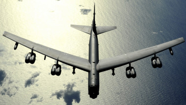 November 12, 2008 - A B-52 Stratofortress in flight over the Pacific Ocean.