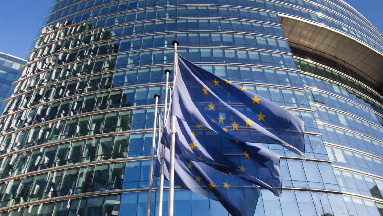 eu flags in brussel belgium