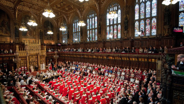 LONDON, ENGLAND - MAY 25: A general view of the chamber as Britain's Queen Elizabeth II addresses the House of Lords, during the State Opening of Parliament in the Palace of Westminster before the State Opening of Parliament on May 25, 2010 in London, England. Queen Elizabeth II unveiled the new coalition government's legislative programme in a speech delivered to Members of Parliament and Peers in The House of Lords. Laws expected to be introduced in the coming Parliamentary year are thought to include new voting reforms, repeal of identity card legislation and new powers for parents to start their own schools. (Photo by Leon Neal - WPA Pool/Getty Images)