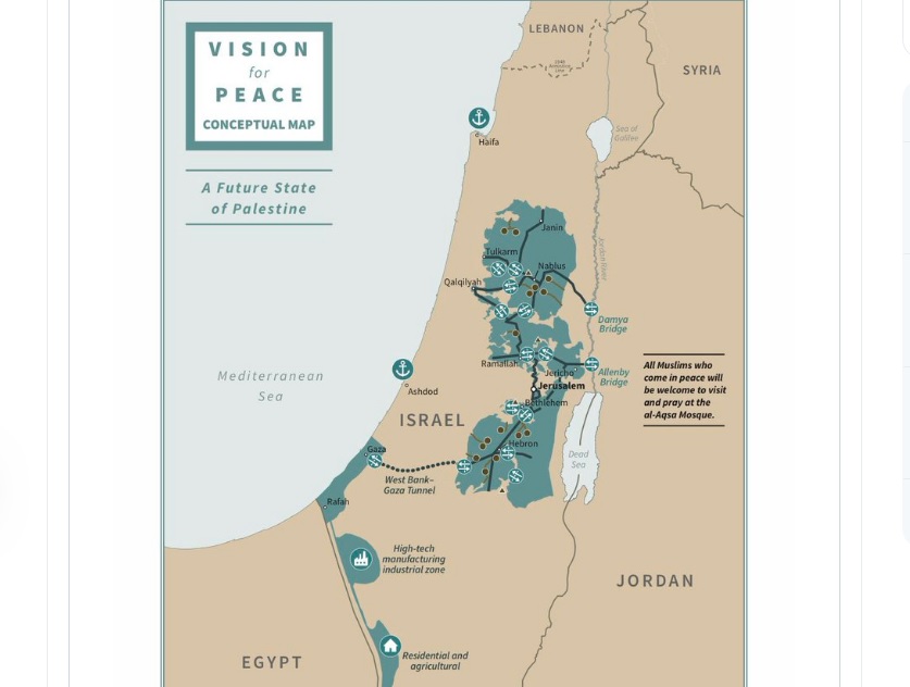 Cum arata harta lui Trump care da Israelului mai multe teritorii. Duminica se decide anexarea Cisiordaniei. UE si ONU reactioneaza