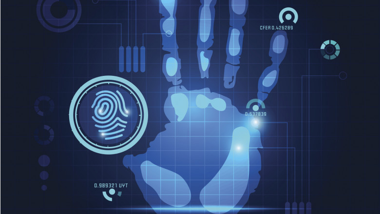 hand scan in futuristic style, vactor of handprint with technological theme