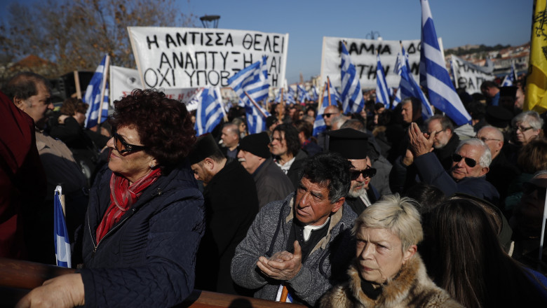 Anti migration protest on Lesvos island