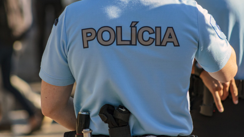 Police officer on duty on city centre