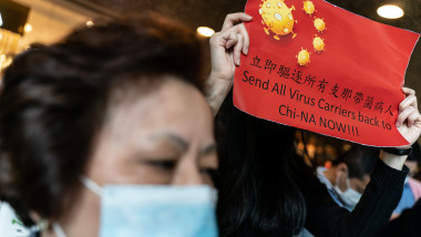 HONG KONG, CHINA - FEBRUARY 03: Protesters hold placards during a rally supporting a strike in the medical industry to demand the government shut the city's border with China to reduce the risk of the coronavirus spreading on February 3, 2020 in Hong Kong, China. Hong Kong has 15 confirmed cases of Novel coronavirus (2019-nCoV), with over 17000 confirmed cases around the world, the virus has so far claimed over 300 lives. (Photo by Anthony Kwan/Getty Images)