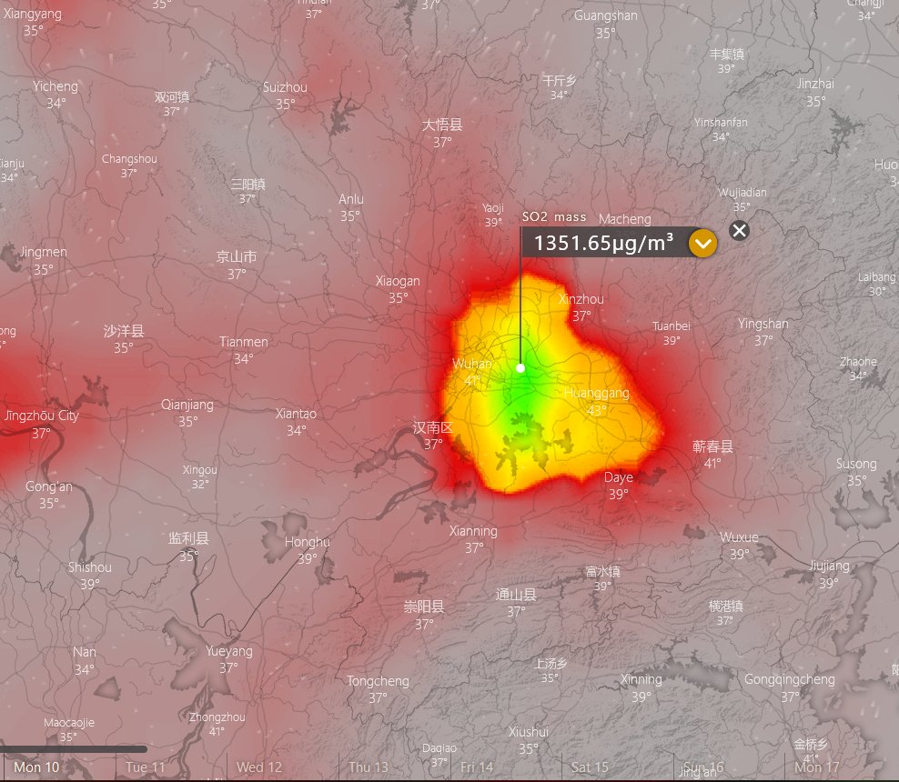 Sateliții meteo au detectat cantități mari dintr-o substanță nocivă deasupra orașului Wuhan