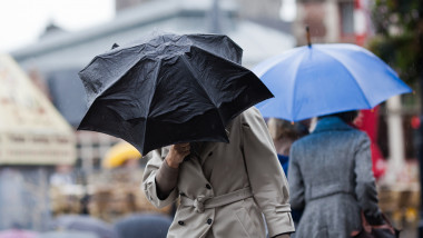 people with umbrellas walking in the city