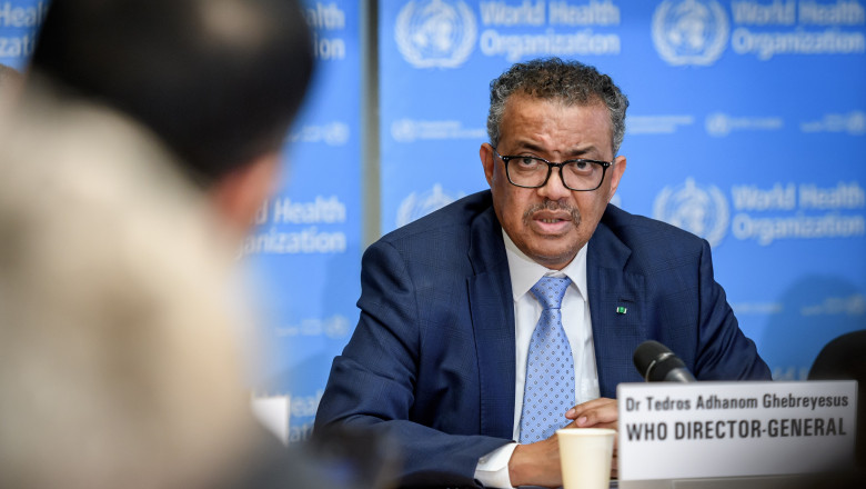 World Health Organization (WHO) Director-General Tedros Adhanom Ghebreyesus attends a daily press briefing on the new coronavirus dubbed COVID-19, at the WHO headquaters on March 2, 2020 in Geneva. The World Health Organization said that the number of new coronavirus cases registered in the past day in China was far lower than in the rest of the world., Image: 502448922, License: Rights-managed, Restrictions: , Model Release: no, Credit line: FABRICE COFFRINI / AFP / Profimedia