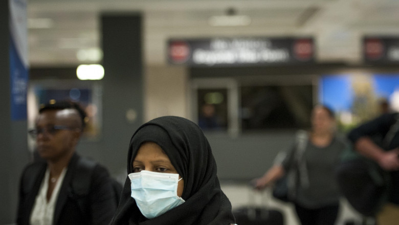 masca coronavirus, aeroport