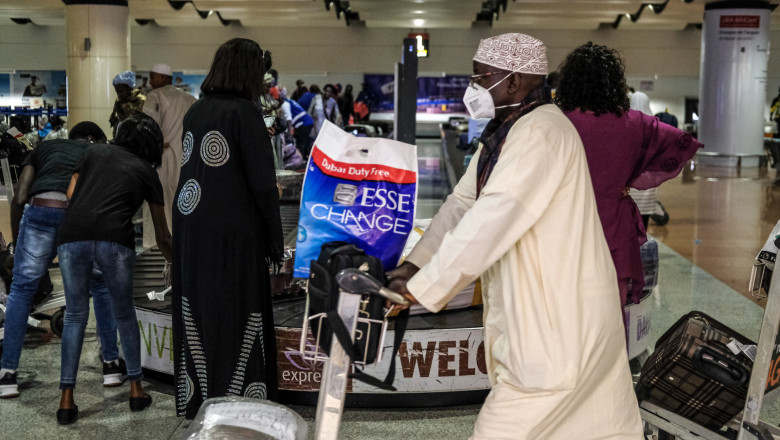 March 11, 2020, Dakar, Senegal: a traveler wears a coronavirus mask at DAKAR airport., Image: 505331225, License: Rights-managed, Restrictions: * France Rights OUT *, Model Release: no, Credit line: Sadak Souici / Zuma Press / Profimedia