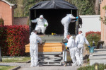 Ferrara, Italy. 21st Mar, 2020. Ferrara, March 21, 2020. Italian army's trucks transport the bodies of people dead in Bergamo (Italy) due to coronavirus infection to the cremation temple in Ferrara, Italy. Credit: Filippo Rubin/Alamy Live News