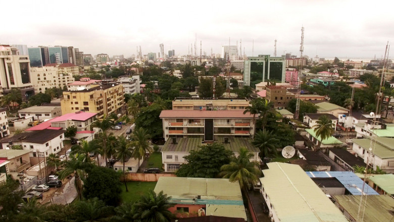 Aerial view over Lagos, Nigeria