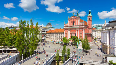 centrul oraşului Ljubljana, capitala Sloveniei