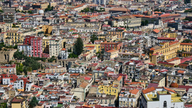 Detailed view of the old town of Naples