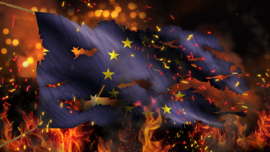 Europe Burning Fire Flag War Conflict Night 3D