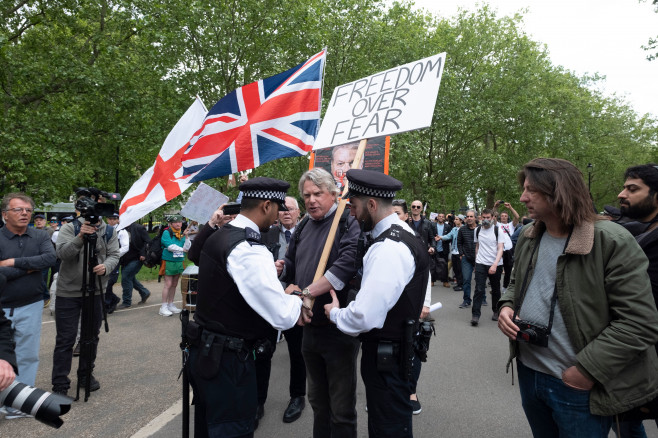 Protest against Coronavirus Bill and no to mandatory vaccines,, London, United Kingdom - 16 May 2020