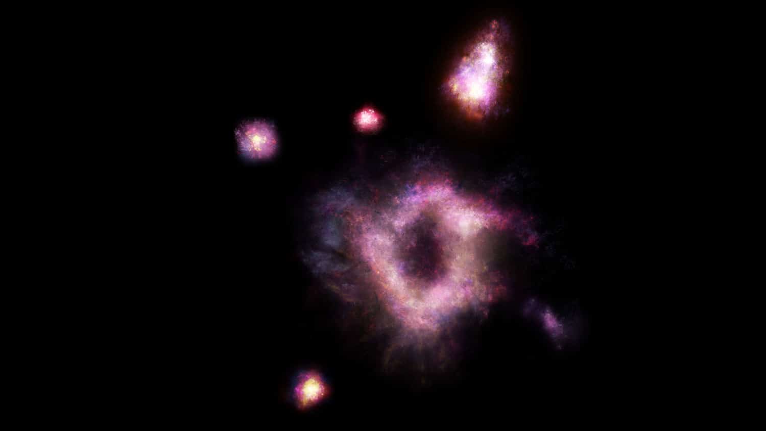 Astronomii au descoperit un „inel cosmic de foc”. Cum s-a format galaxia extrem de rara