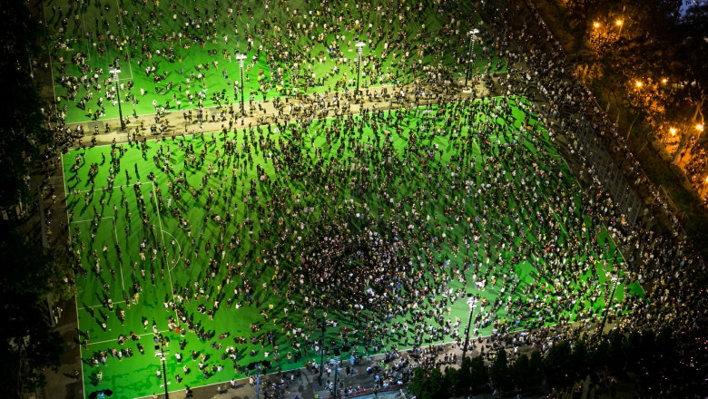 Thousands gather at Victoria Park for Tiananmen Anniversary in Hong Kong - 4 Jun 2020