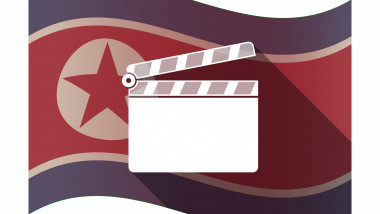 Long shadow North Korea flag with a clapperboard
