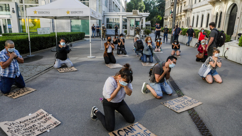 Protest against the death of George Floyd, Milan, Italy - 28 May 2020