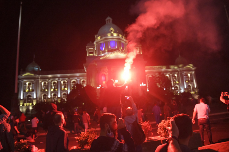 Protesters storm the Parliament in Belgrade