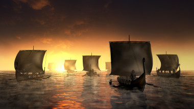 grafica vikingi calatorind pe mare