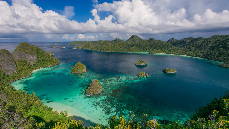 The archipelago of paradise islands in the ocean