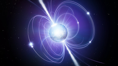 o ilustratie a unei stele neutronice magnetar cu degajare de energie