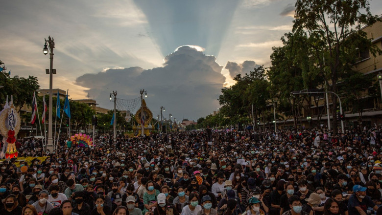 Protest antiguvernamental în Bangkok, Thailanda.