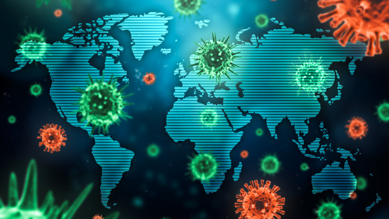 grafica cu harta care arată raspandirea coronavirusului în intreaga lume