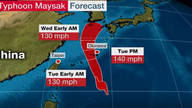 Taifunul Maysak se îndreaptă luni spre partea sudică a arhipelagului nipon