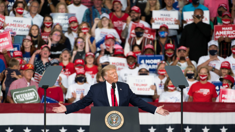 Donald Trump la un miting de campanie în Carolina de Nord în septembrie 2020