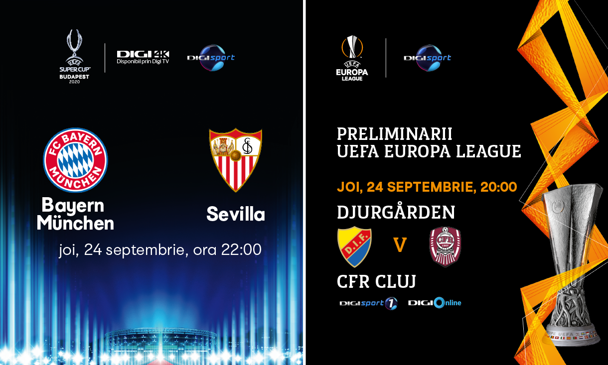 Supercupa Europei si meciul Djurgarden - CFR Cluj, in direct, joi, pe Digi Sport 1