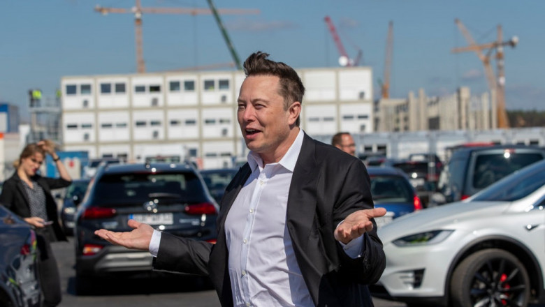 Elon Musk gesticuleaza