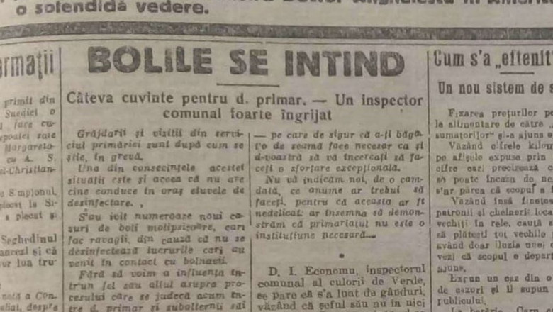 știre despre gripa spaniolă în ziarul Universul, septembrie 1919