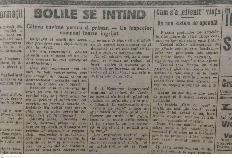 știre despre gripa spaniolă, Universul, septembrie 1919