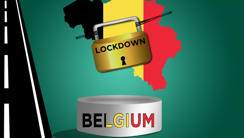 harta belgiei in culorile drapelului national cu lacat deasupra