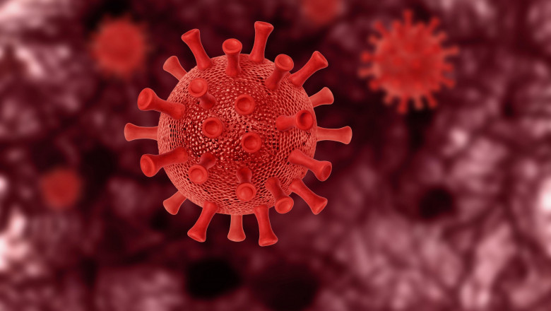 ilustratie cu o celula de coronavirus