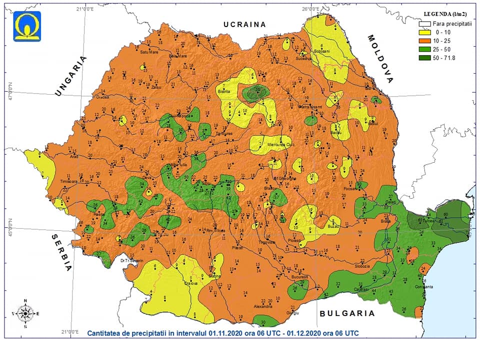 Toamna anului 2020 a fost a treia cea mai călduroasă înregistrată. Luna noiembrie, una dintre cele mai secetoase din ultimii 60 de ani