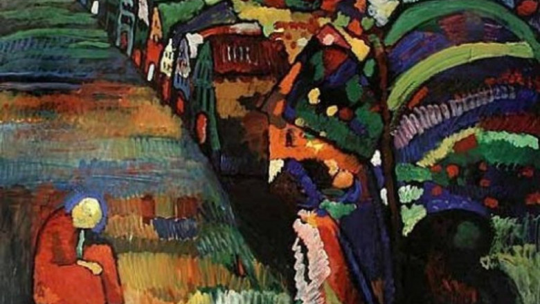 tablou Painting with houses Kandinsky
