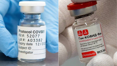 două doze de vaccin împotriva COVID-19, dezvoltat de AstraZeneca, respectiv de compania rusă care a dezvoltat Sputnik V