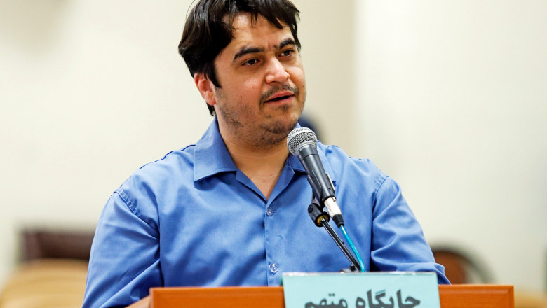 Ruhollah Zam, pe 30 iunie 2020, la procesul său.