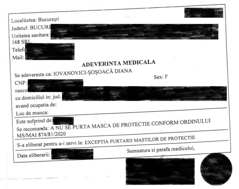 adeverinta sosoaca