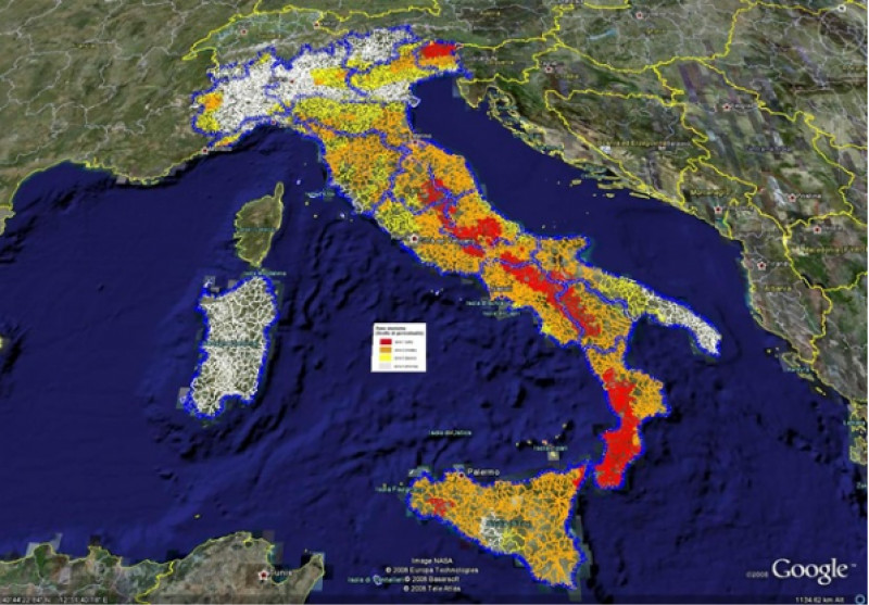 harta pericol de seisme italia