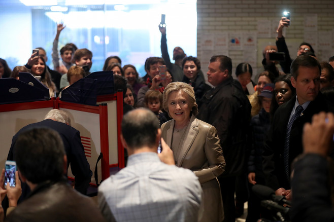 Democratic Presidential Candidate Hillary Clinton Casts Her Vote On Election Day