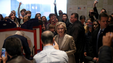 Democratic Presidential Candidate Hillary Clinton Casts Her Vote On Election Day