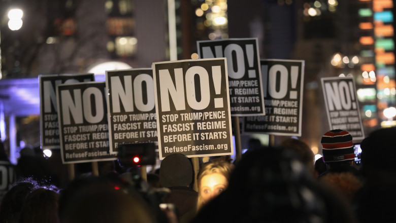 New Yorkers Rally At Trump International Hotel On Eve Of Inauguration