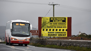 Brexit Sign At The Border Between Northern Ireland And The South