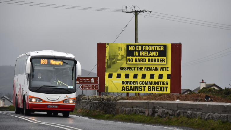 Brexit Sign At The Border Between Northern Ireland And The South
